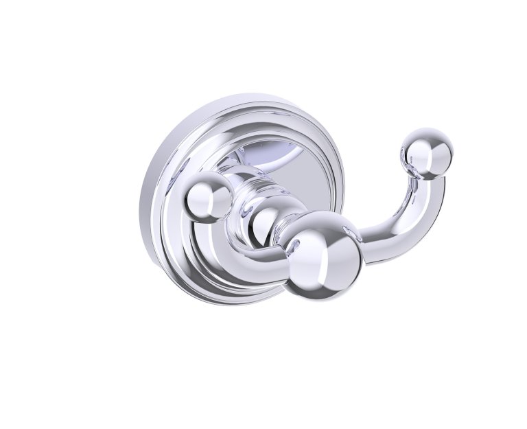 Florence Double Prong Robe Hook (Solid Back) in