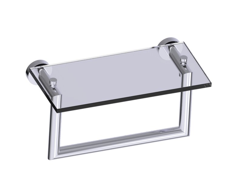 Oslo Glass Shelf w/ Towel Bar (Solid Back)